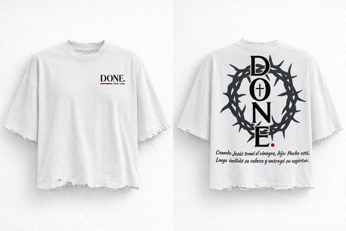 Done cropped white tee - front and back