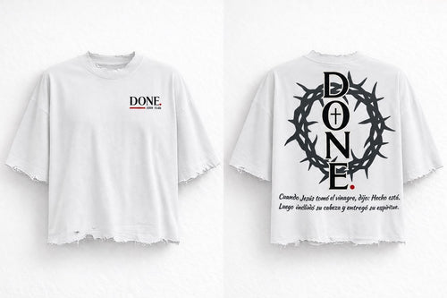 Done cropped white tee - front and back